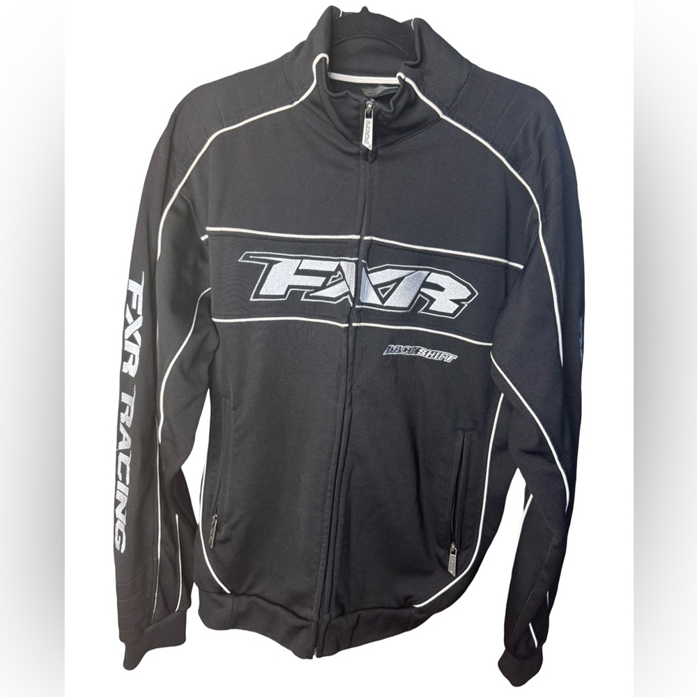 Mens FXR Racing BackShift Black/Silver Embroidered Zip Up